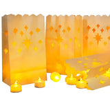 50 Set Led Candles With Luminaries Bags,Paper Luminary Bags Flickering Tea Light Battery Operated For Wedding Party,Halloween,Christmas,Decoration- Meteor