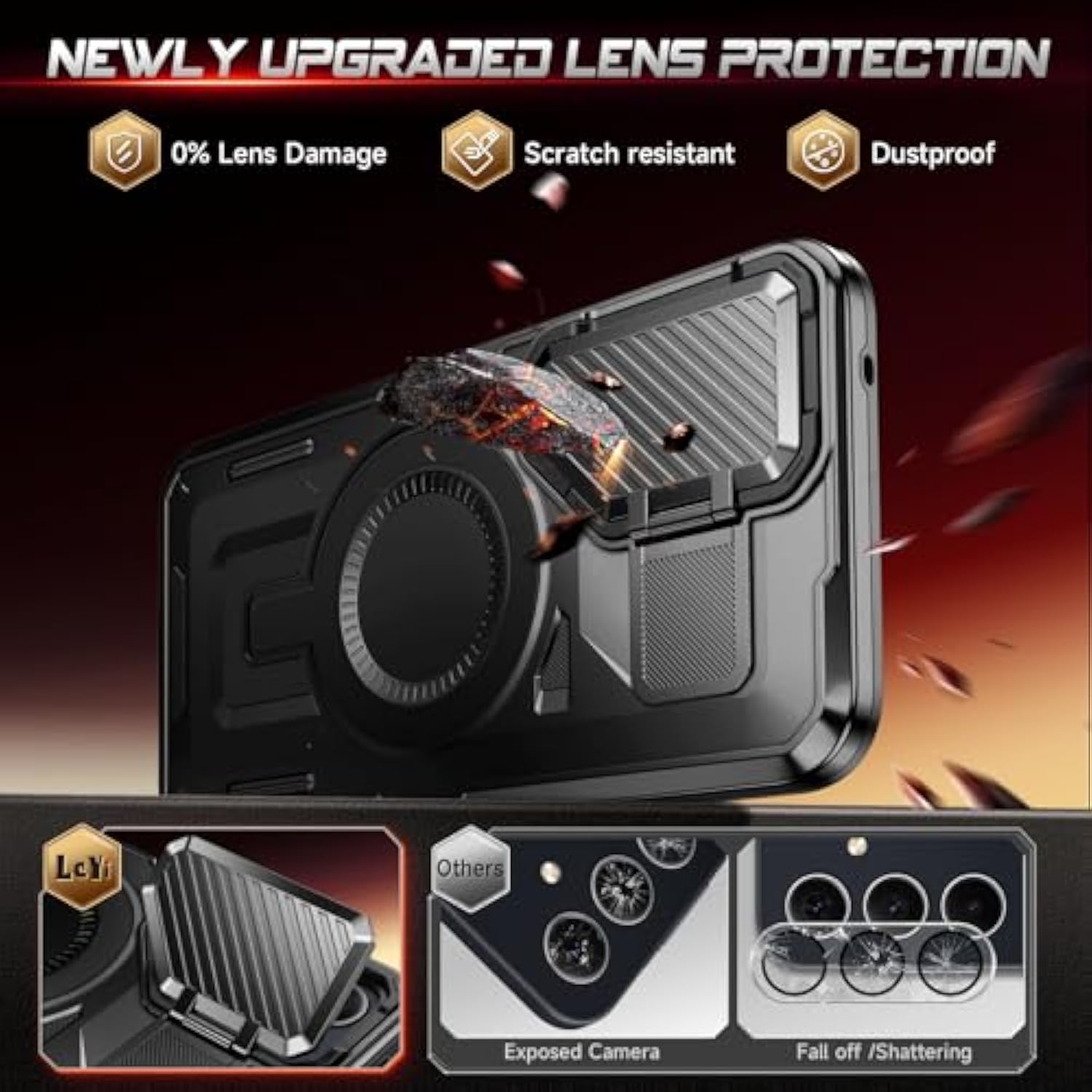 For Galaxy A35-5G Phone Case: Samsung A35-5G Case With Tempered Glass Screen Protector, Compatible With Magsafe Military-Grade Heavy Duty Rugged Cover With Camera Cover Stand For A 35 6.6", Black