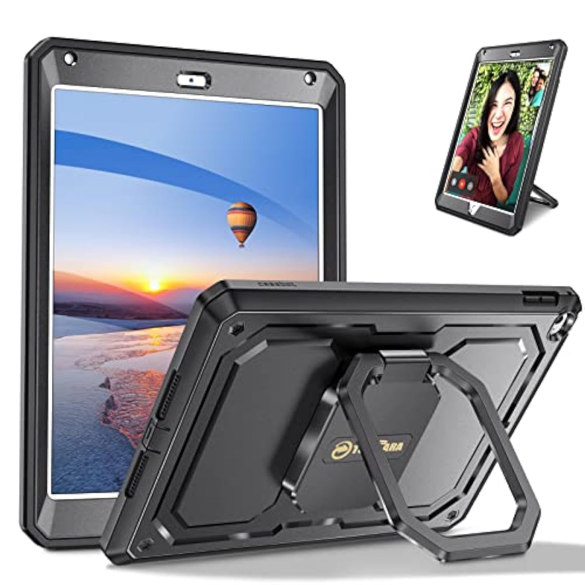 Fintie Case for iPad 6th / 5th Generation (2018/2017), iPad Air 2 / Air 1 (9.7 Inch) - [Tuatara Magic Ring] 360 Degree Rotating Grip Stand Shockproof Rugged Cover with Screen Protector, Black