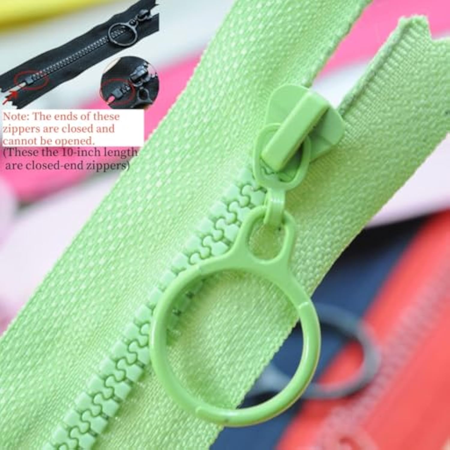 Zippers Colorful Resin 14Pcs Non Separating Zippers With Ring Pulls #3