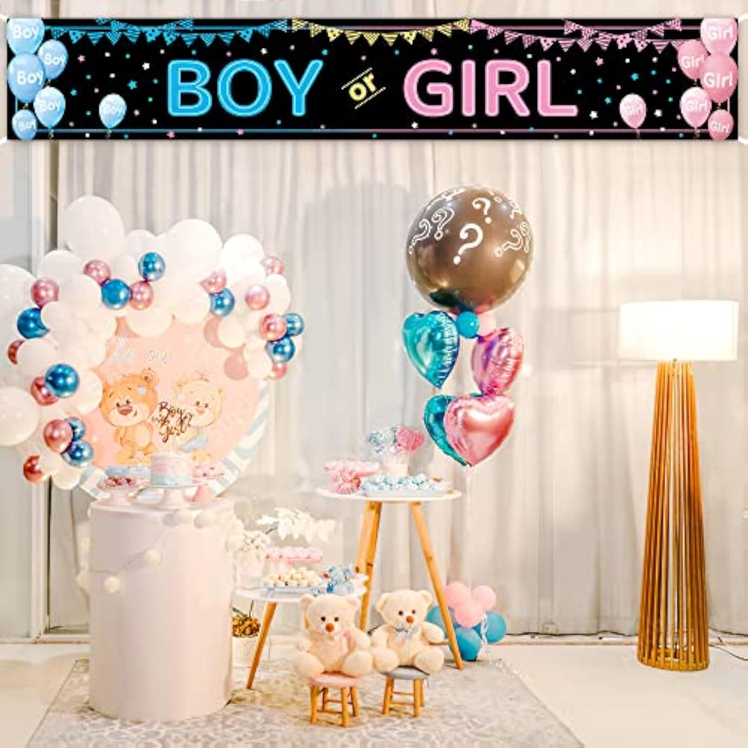 Baby Gender Reveal Decorations Banner (118.2X19.7 Inch) , Boy Or Girl