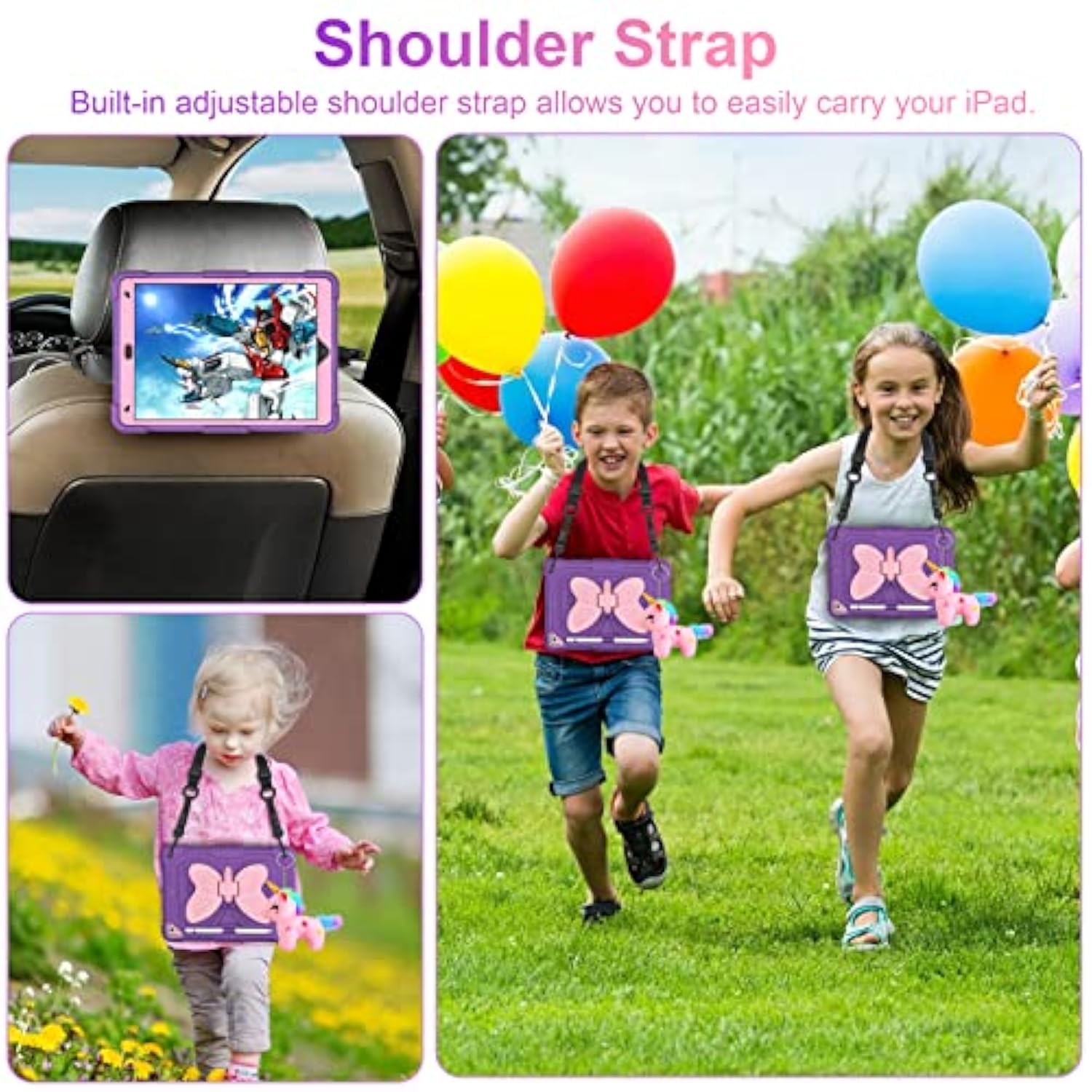 For Ipad 9Th 8Th 7Th Generation Case With Screen Protector Butterfly Stand Sho