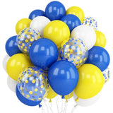 35pcs Yellow & Blue Balloons, 12" with Confetti, for Kids Birthday, Baby Shower Decor