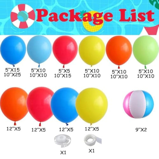Pool Beach Party Decorations 146Pcs Hawaiian Tropical Balloon Garland Arch Kit For Summer Luau Hawaiian Birthday Party Supplies