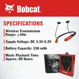 Bobcat Neckband Bluetooth Headphones - Earphones With Microphone, 80H Battery, Fast Charging - Ipx4 Sweatproof Sports Headphones For Running, Jobsite, Gym, And Workout