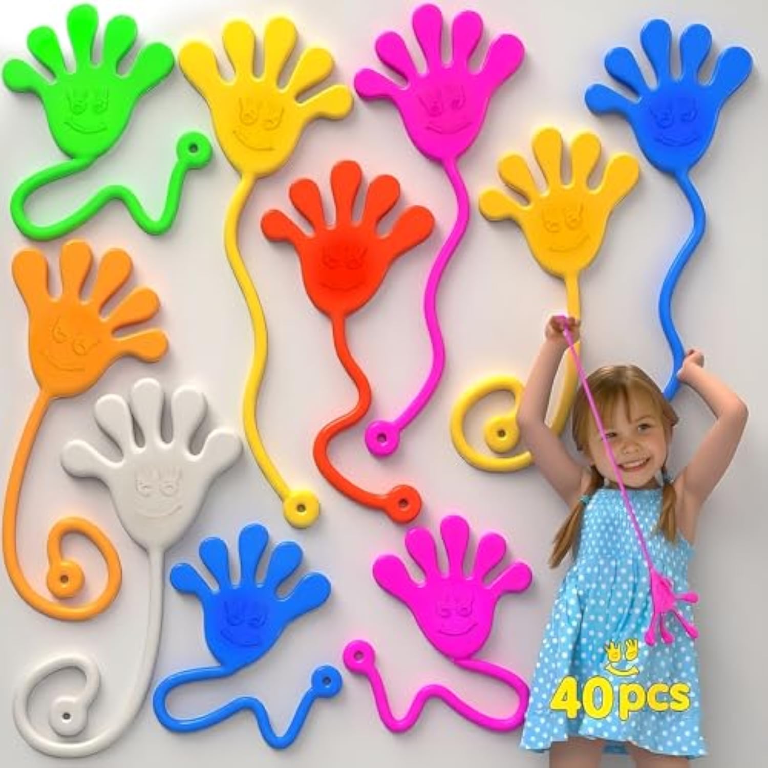 40Pcs Sticky Hands For Kids Halloween Goodie Bag Stuffers Pinata Fillers Classroom Students Prizes Stretchy Treasure Box Toy Bulk Preschool Kindergarten Graduation School For Boys Girls