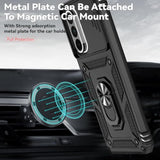 For Galaxy A36 5G Phone Case,With Camera Lens Cover Hd Screen Protector,[Military Grade] Ring Car Mount Kickstand Hybrid Hard Pc Soft Tpu Shockproof Protective Case For Samsung A36 5G, Black