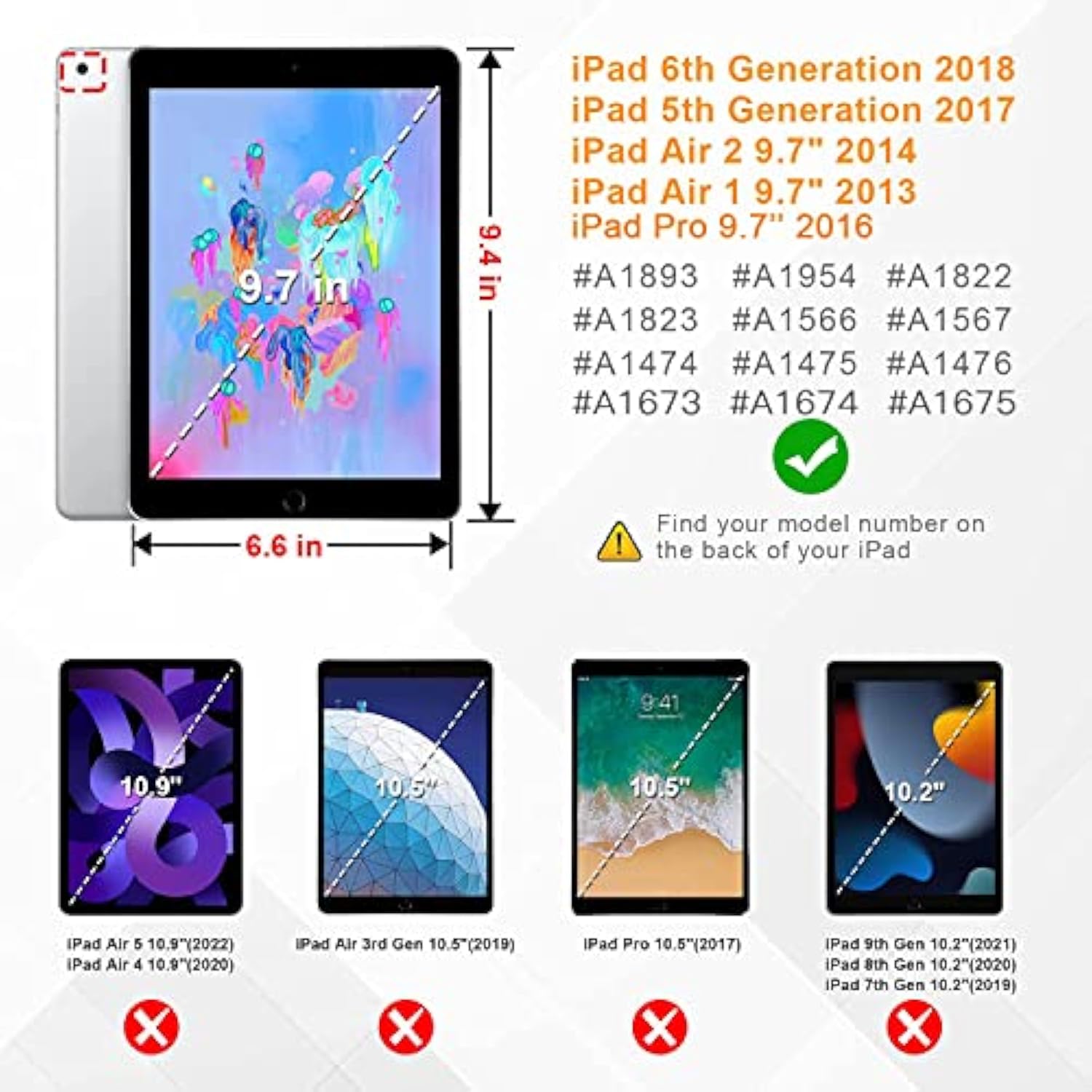 Case For Ipad 6Th/5Th Generation (9.7 Inch, 2018/2017 Model),Ipad Air 2 & 1St