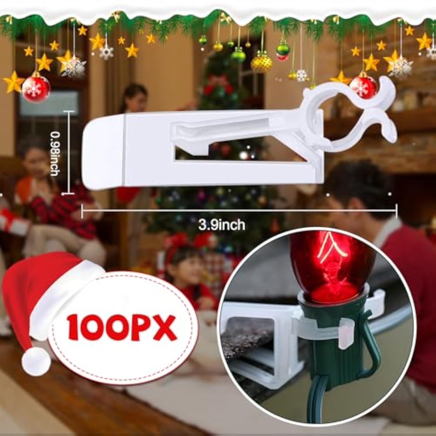 100 Pcs Christmas Light Clips - White Plastic Gutter Clips For Holiday String Lights - Weatherproof Decoration For Outside Roof Ridge Shingles Fence