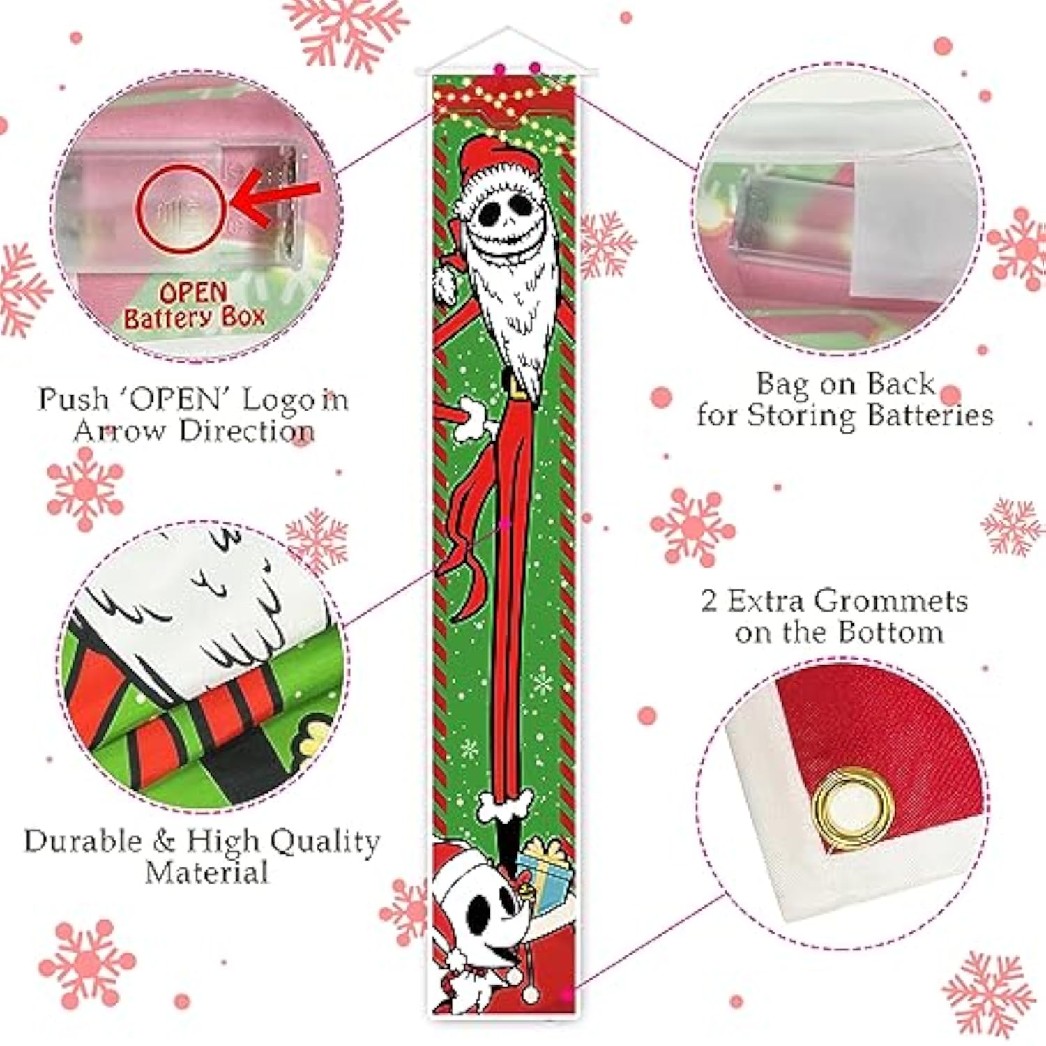 Jack Sally Lighted Banners Porch Signs Christmas Decor Christmas Nightmare Banner Christmas Decorations Before Outdoor Party Indoor Wall Home