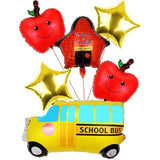 Back To School Foil Balloons,6Pcs School Balloon,School Bus Apple Satr Shape Balloons For Birthday Party Welcome To School Party Decoration