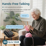Extra-Loud (110Db) Landline Phone For Seniors & Hearing Impaired - Hearing Aid Compatible, Large Button Corded Phone With 3 Photo Speed Dial, Speakerphone,Easy For Alzheimers Visually Impaired - Black