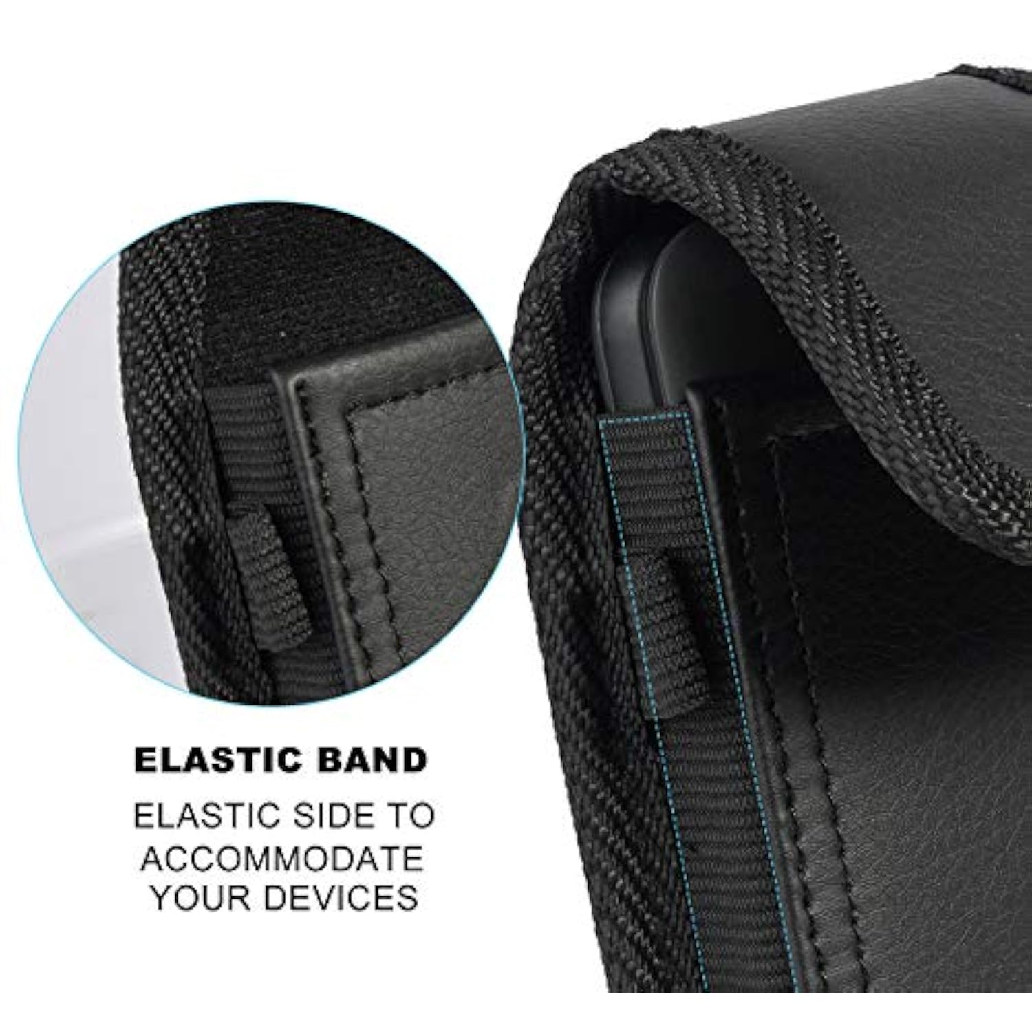 Flip Phone Case, Nakedcellphone Black Vegan Leather Vertical Pouch [with Belt Loop, Metal Clip, Magnetic Closure] for Alcatel Go FlipV, MyFlip, TCL Flip3, Blu Cingular Flex 2, Nokia 2720 2760 2780