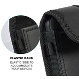 Flip Phone Case, Nakedcellphone Black Vegan Leather Vertical Pouch [with Belt Loop, Metal Clip, Magnetic Closure] for Alcatel Go FlipV, MyFlip, TCL Flip3, Blu Cingular Flex 2, Nokia 2720 2760 2780