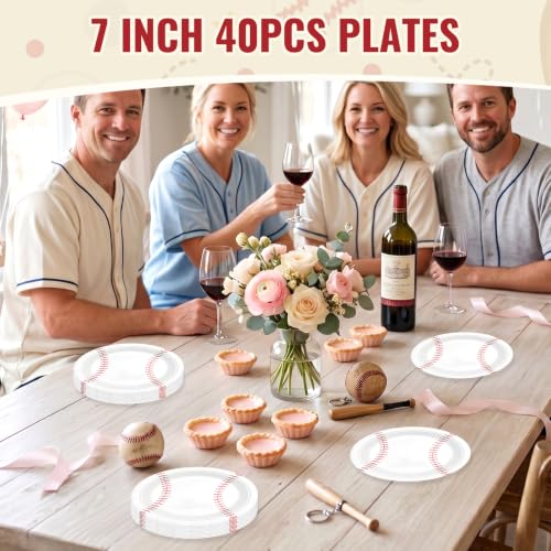 Baseball Paper Plates, 7 Inch, 40 Pack