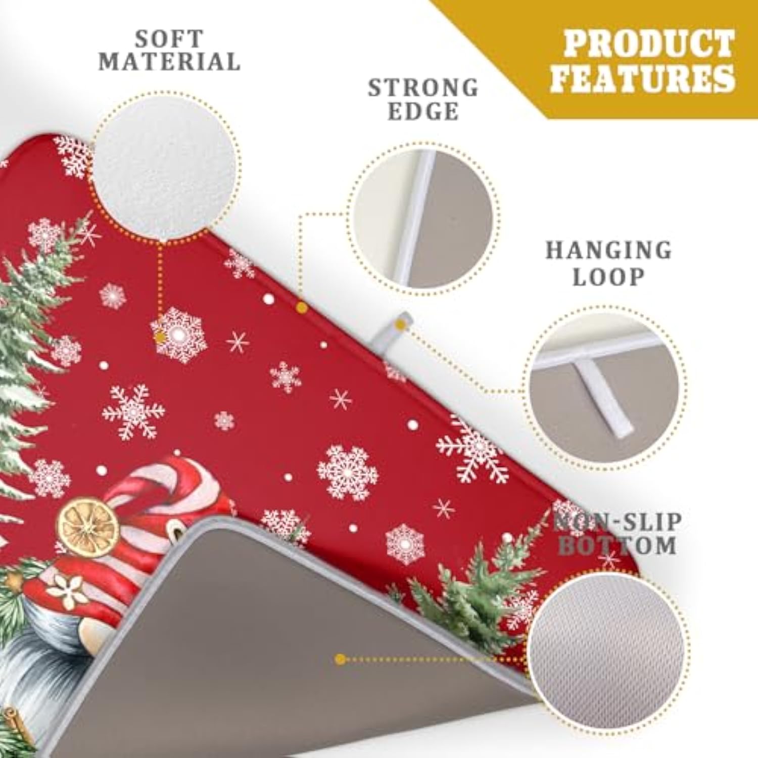 Christmas Dish Drying Mat For Kitchen Counter, Merry Christmas Dish Drying Mat 18 X 24 Inch Xmas Gnomes Absorbent Reversible Microfiber Dish Drying Pad Kitchen Drying Mat For Coffee Bar