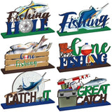 6 Sets Fishing Table Decor Summer 3D Fishing Table Decor Gone Fishing Party Wooden Fishing Theme Centerpieces Fisherman Friends Mas Party Decor For Birthday Baby Shower Party Decorations