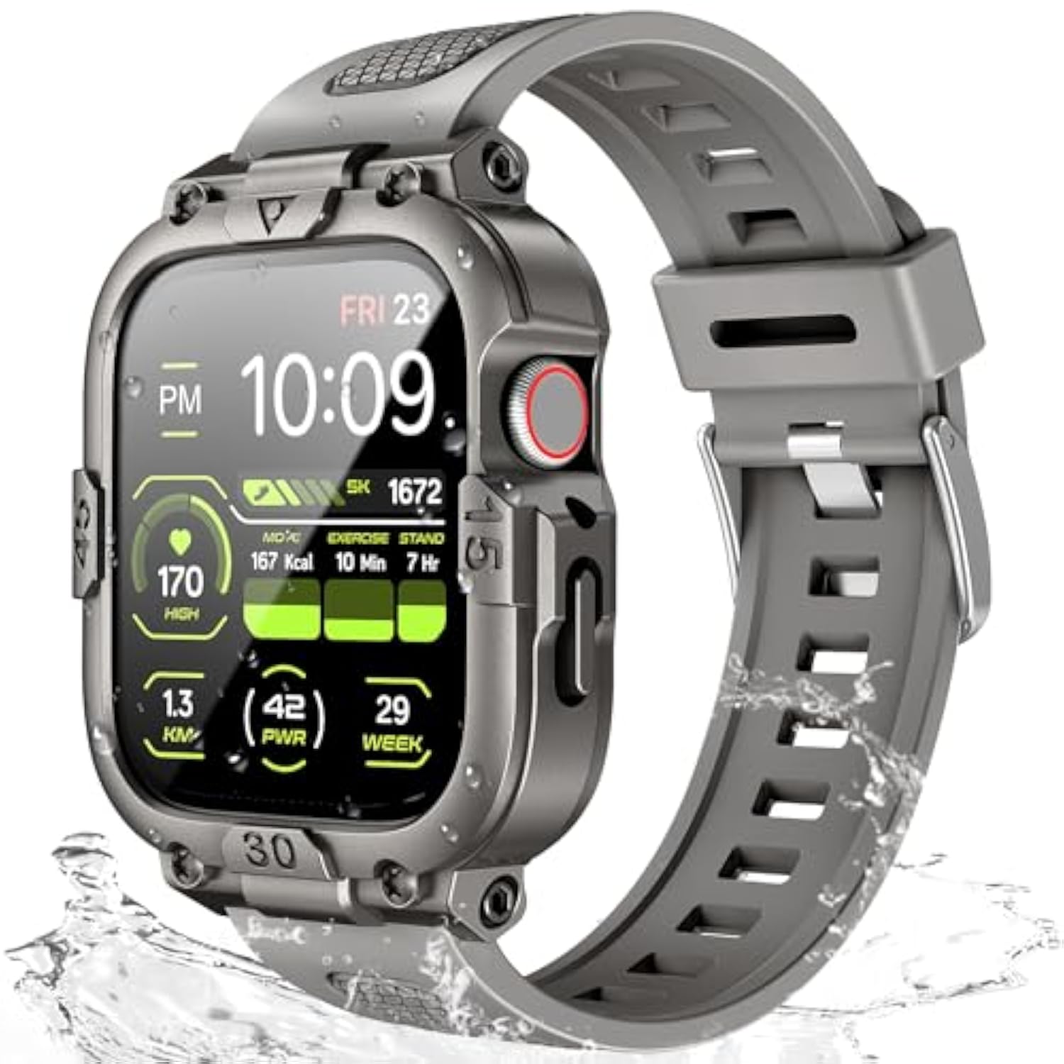 Waterproof Case With Band Compatible For Apple Watch Band 46Mm 45Mm 44Mm 42Mm?S11/10? 41Mm 40Mm For Men,Rugged Smartwatch Strap With Built-In Tempered Glass Screen Protector For Iwatch Series 11/10/9/8/7/6/5/4/Se