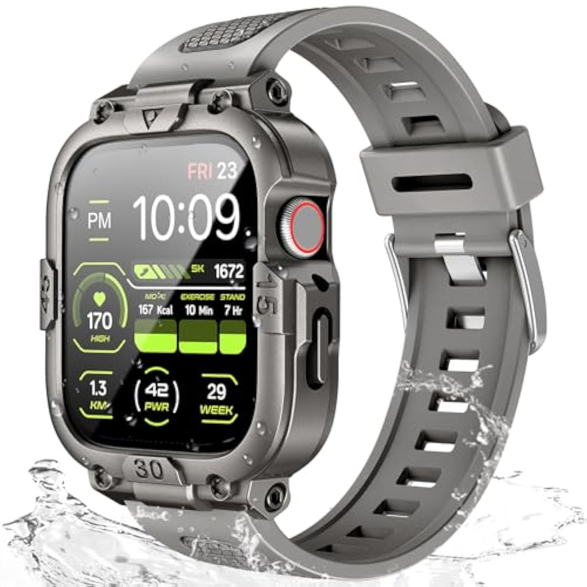 Waterproof Case With Band Compatible For Apple Watch Band 46Mm 45Mm 44Mm 42Mm?S11/10? 41Mm 40Mm For Men,Rugged Smartwatch Strap With Built-In Tempered Glass Screen Protector For Iwatch Series 11/10/9/8/7/6/5/4/Se