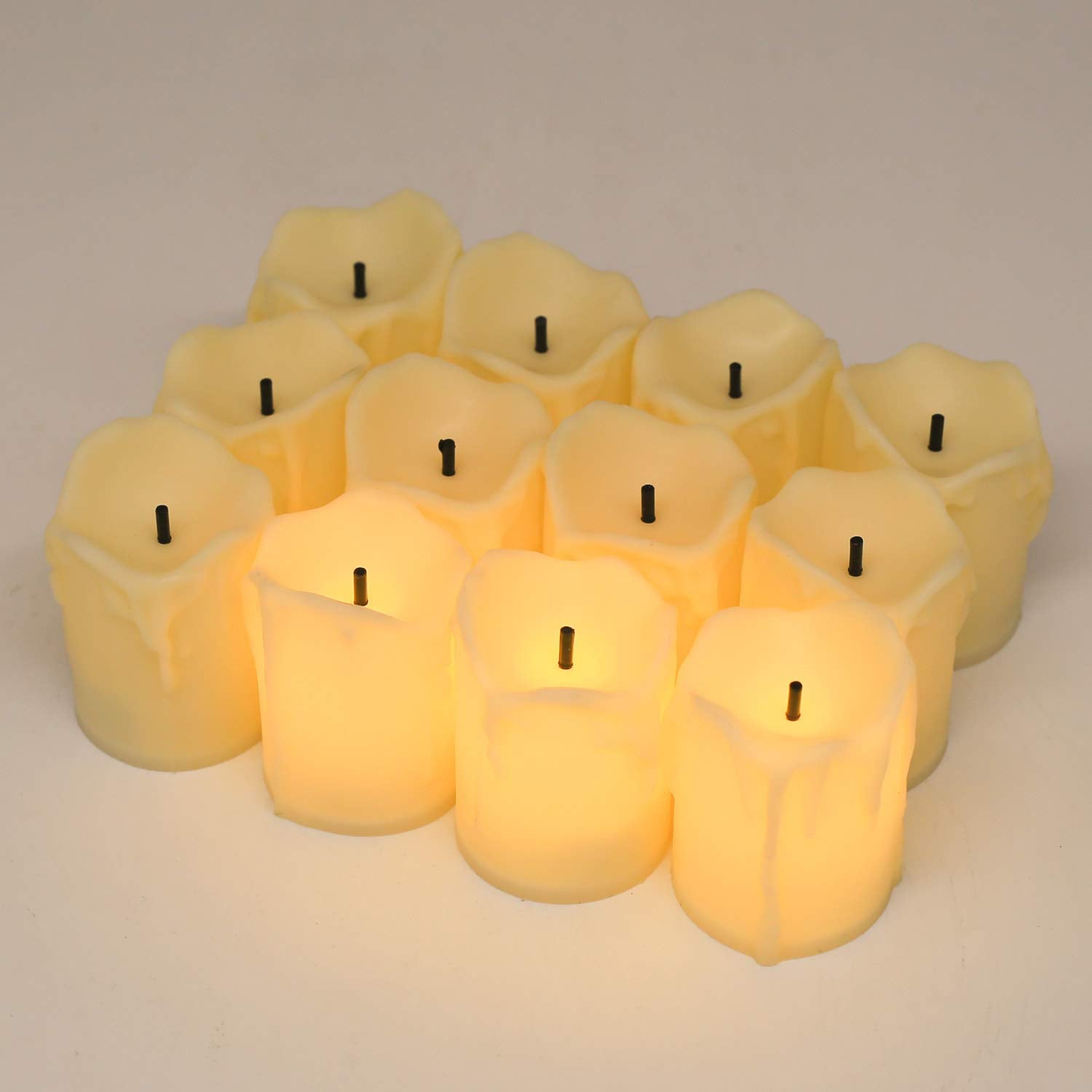 Led Tea Lights Candles Battery Operated Candle Led Flameless Candle Drips Votive Candle Fake Candles For Halloween Thanksgiving Christmas Decorations(1.5"X2" 12Pack)
