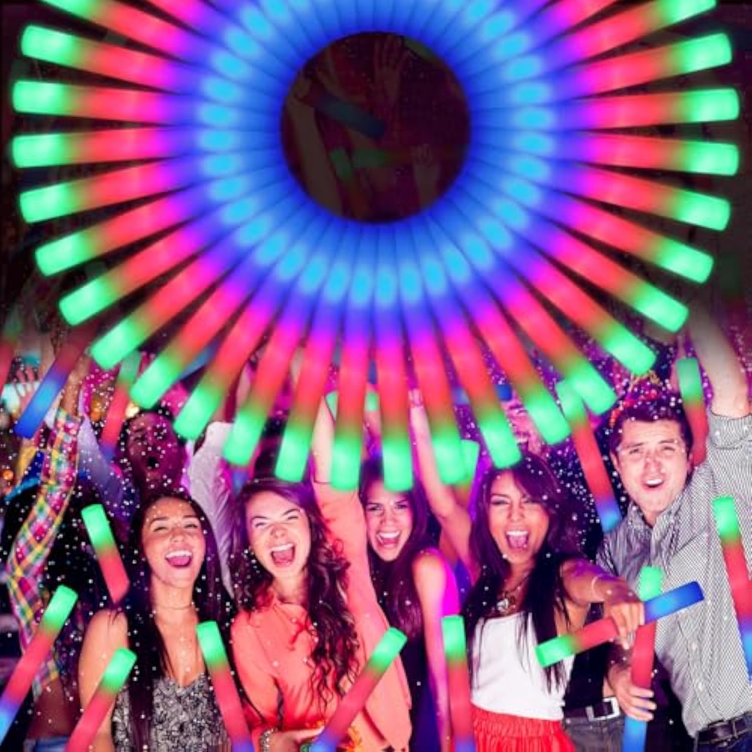 70-Piece LED Foam Glow Sticks Bulk Set with Colorful Flashing Modes for Parties