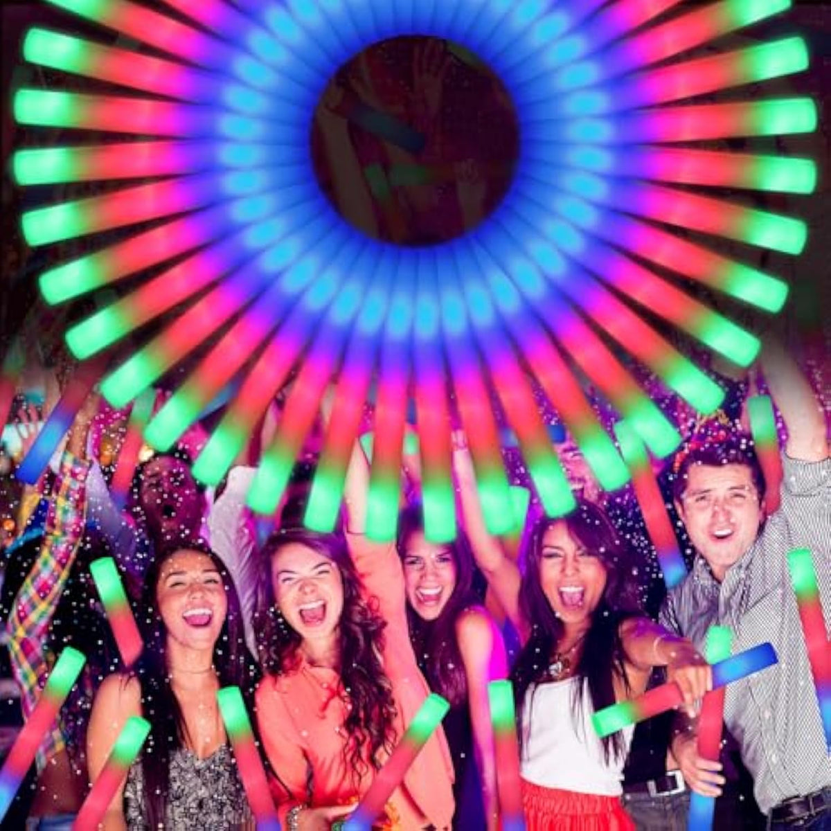 70-Piece LED Foam Glow Sticks Bulk Set with Colorful Flashing Modes for Parties
