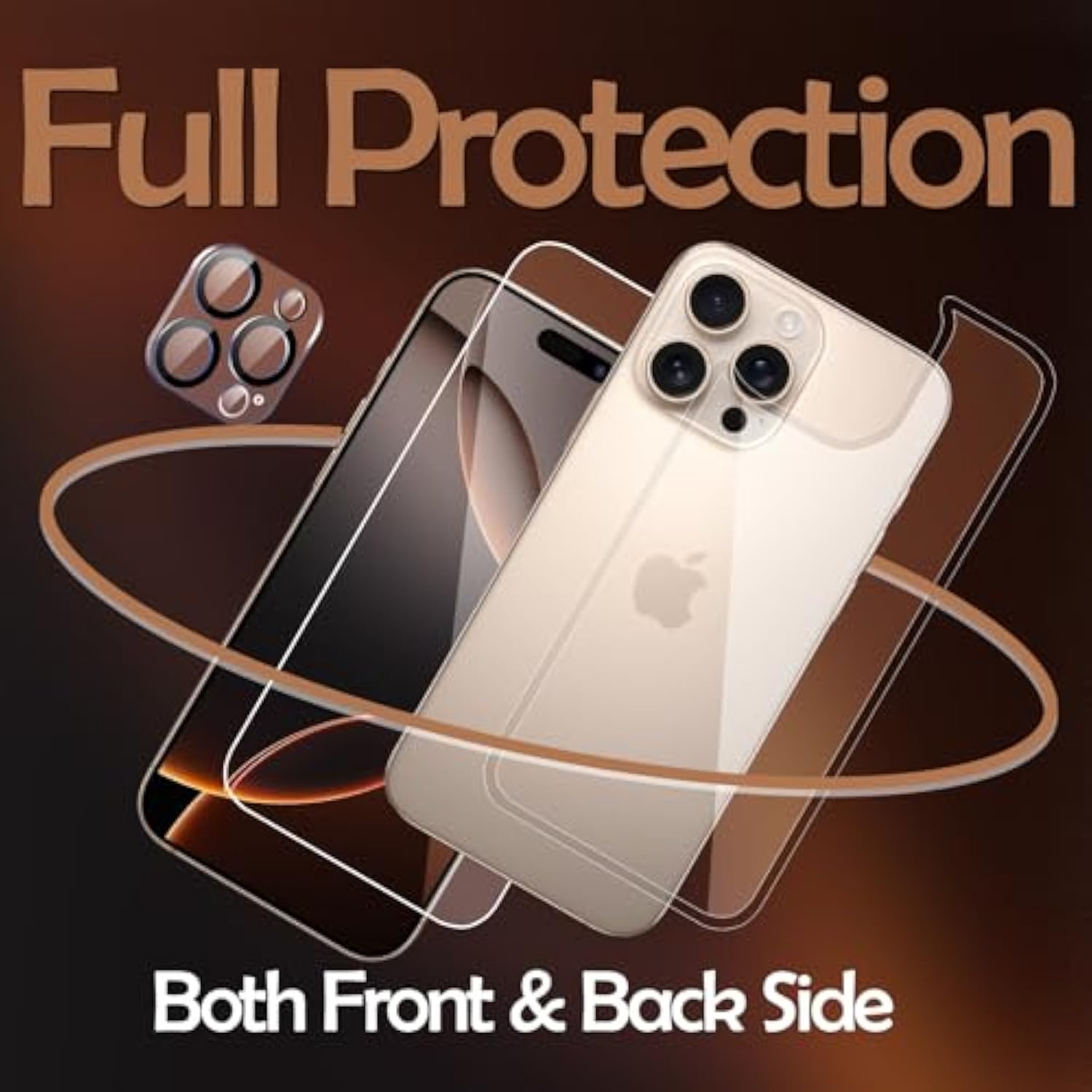 For Iphone 16 Pro Max Front And Back Screen Protector, Iphone 16 Pro Max Camera Lens Protector (1+1+1Pack) Front & Back Screen Protector Rear Tempered Glass For 16 Pro Max(6.9 Inch)