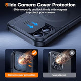 For Iphone 15 Pro Max Case With Kickstand, Upgraded [Slide Camera Cover], Heavy Duty Magnetic Phone Case, Compatible With Magsafe, Military-Grade Drop Protection, Black, 6.7"