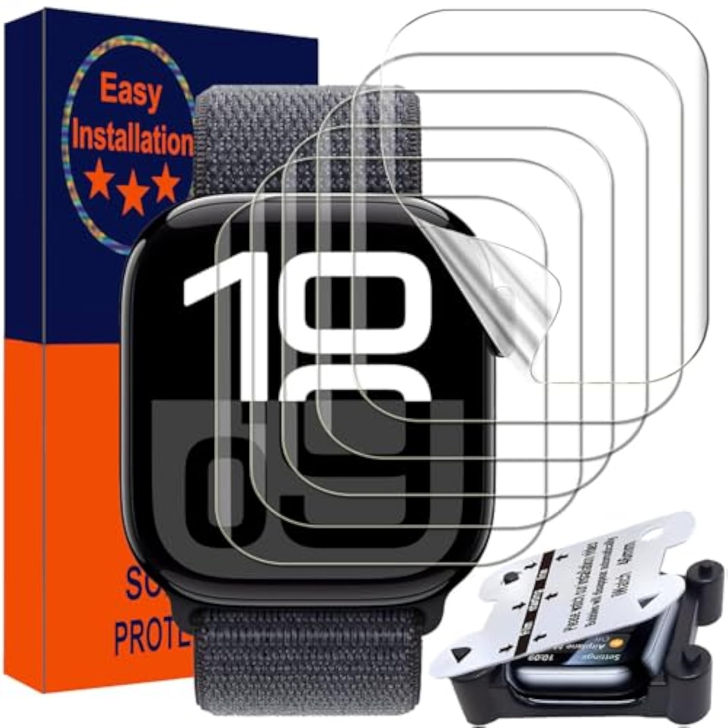 6 Pack For Apple Watch Series 10 46Mm Screen Protector, Easy Installation Kit, Bubble Free, Full Coverage, Self-Healing Anti-Scratch Soft Tpu Iwatch Film