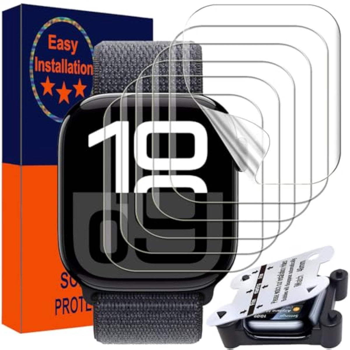 6 Pack For Apple Watch Series 10 46Mm Screen Protector, Easy Installation Kit, Bubble Free, Full Coverage, Self-Healing Anti-Scratch Soft Tpu Iwatch Film