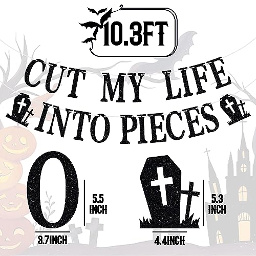 Cut My Life Into Pieces Banner, Emo Goth Punk Funeral Bday Party Decor
