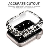 Leopard Patterned Ultra-Thin Hard PC Bumper Case for Apple Watch Series 7/8/9 45mm, Shockproof Edge Protective Cover Frame, No Screen Protector Included