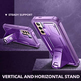 Heavy Duty Military Grade Protection Case for Samsung Galaxy S21 5G, 6.2 inch Purple - Built in Screen Protector and Kickstand
