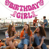 Hot Pink Birthday Girl Banner, Disco Cowgirl Birthday Banner For Women, Western Cowboy Cowgirl Birthday Party Decorations Girls Rodeo Birthday Party Supplies