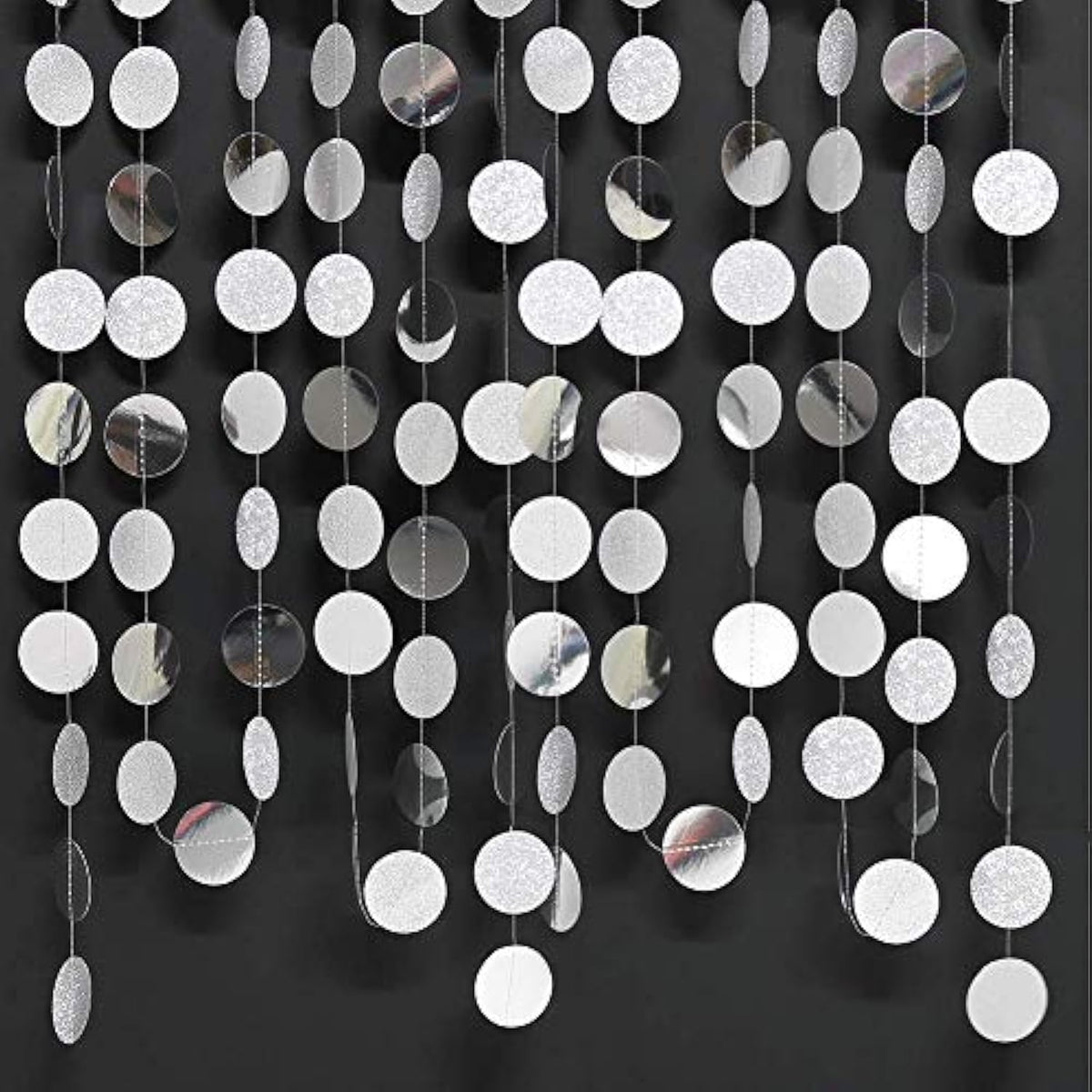 4 Strings Silver Glitter Dot Garland for Party, Wedding, Baby Shower Decor