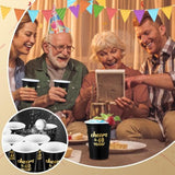 50 Pcs Cheers To 40 Years 16 Oz Birthday Party Disposable Cups Black Gold Plastic Tumbler Cups For 40Th Birthday Squad Tumblers For Wedding Anniversary Supplies Decorations