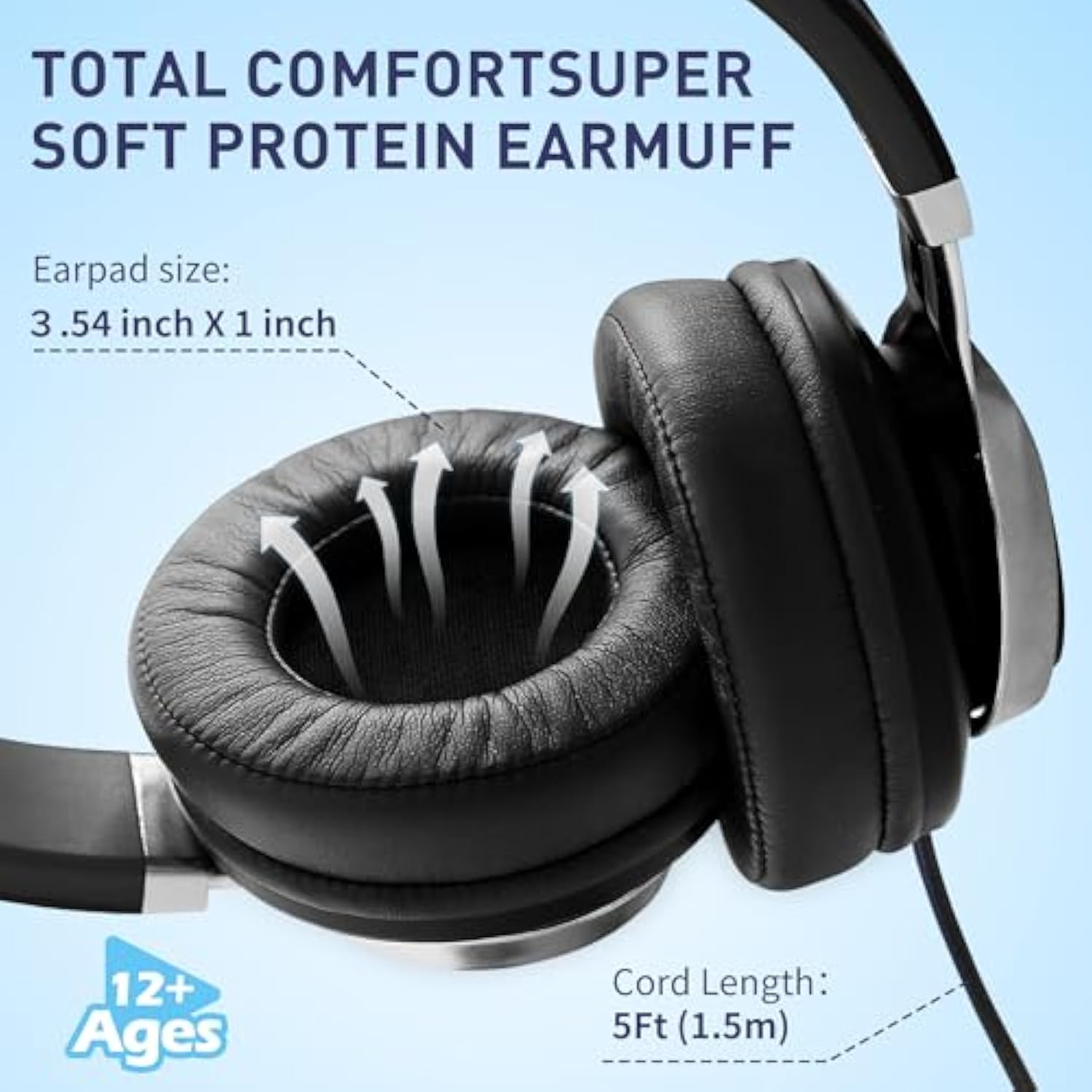 AILIHEN Wired Headphones with Microphone Volume Control, Noise Reduction Over Ear Headphones Wired 3.5mm, Super Soft Corded Headphone for Cellphones, Tablet and Chromebook (Grey)