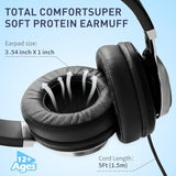 AILIHEN Wired Headphones with Microphone Volume Control, Noise Reduction Over Ear Headphones Wired 3.5mm, Super Soft Corded Headphone for Cellphones, Tablet and Chromebook (Grey)