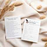 Black Mama Sayings Baby Shower Game Cards With Answer Key, 50 Pack, Fun Party Activity Sheets, 5X7 Inch