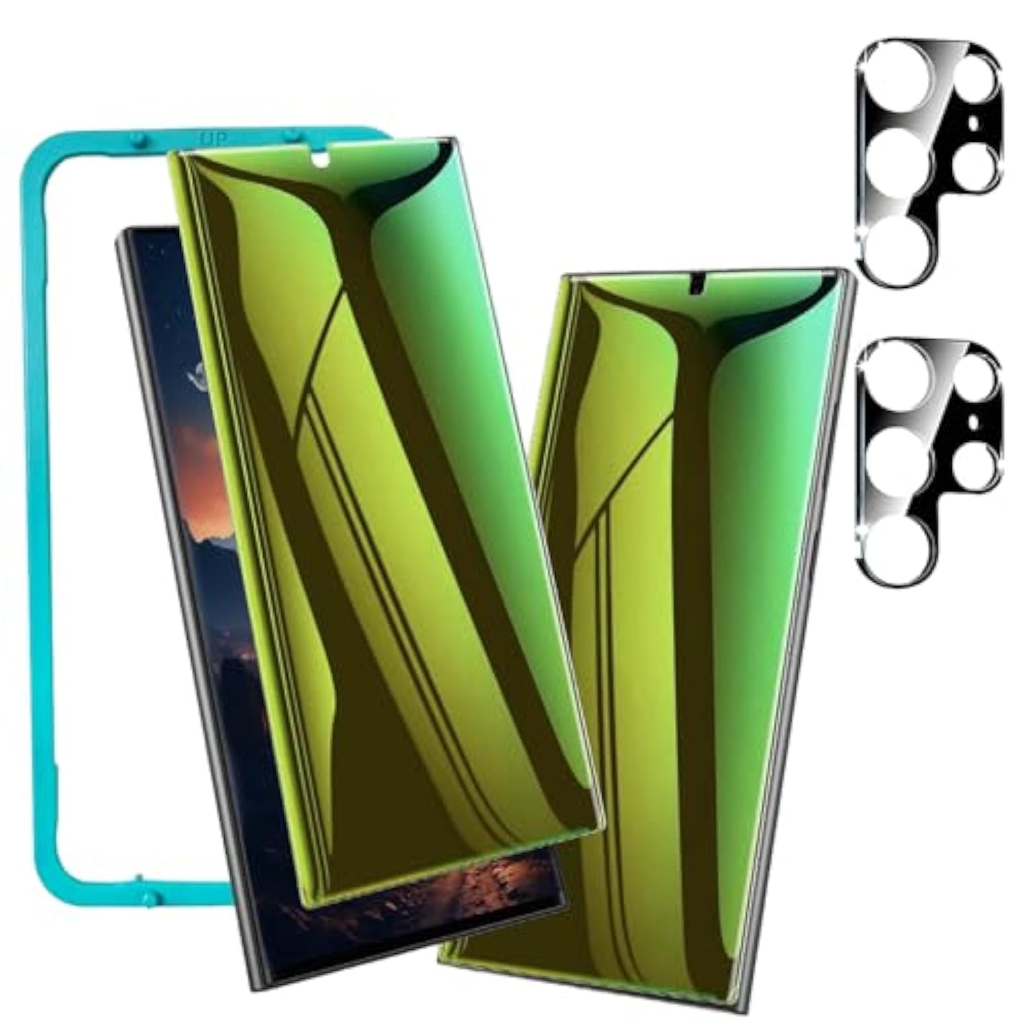 For [Samsung Galaxy S24 Ultra] Privacy Screen Protector + Camera Lens Protector, Gradient Color Anti-Spy Anti-Blue Light Full Cover Flexible Film [Not Glass], [1S Fingerprint Unlock]