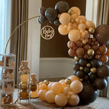 Brown And Gold Balloons Set, 50Pcs 12Inch Retro Cocoa Coffee Brown Balloons Metallic Gold Neutral Latex Balloon For Wedding Birthday Bear Baby Shower Thanksgiving Day Party Decorations