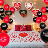 Happy Valentines Day Balloons - Big, Pack Of 26 | Black And Red Heart Shaped Balloons For Valentines Day Decorations | Heart Balloons, Valentines Balloons, Romantic Decorations Special Night