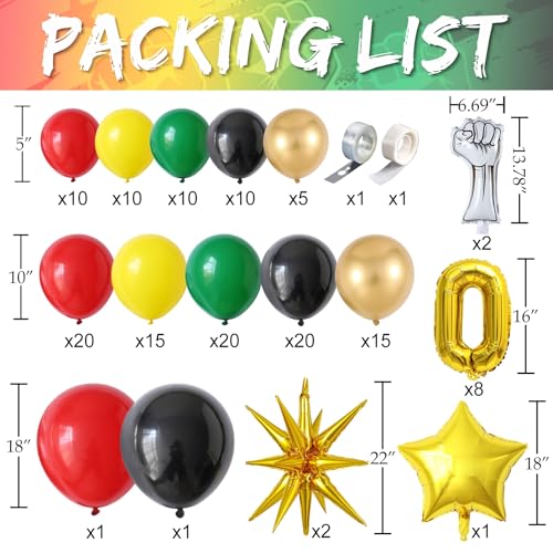 Juneteenth Decoration Balloon Garland Arch Kit,152Pcs Red Black Green