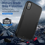 Heavy-Duty Tough Rugged Shockproof Protective Case for iPhone X/Xs with HD Screen Protector, Black
