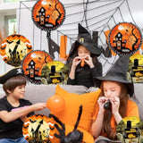 Halloween Foil Balloon Set: 9 Orange, Black Bat, Spider, Pumpkin Decorations