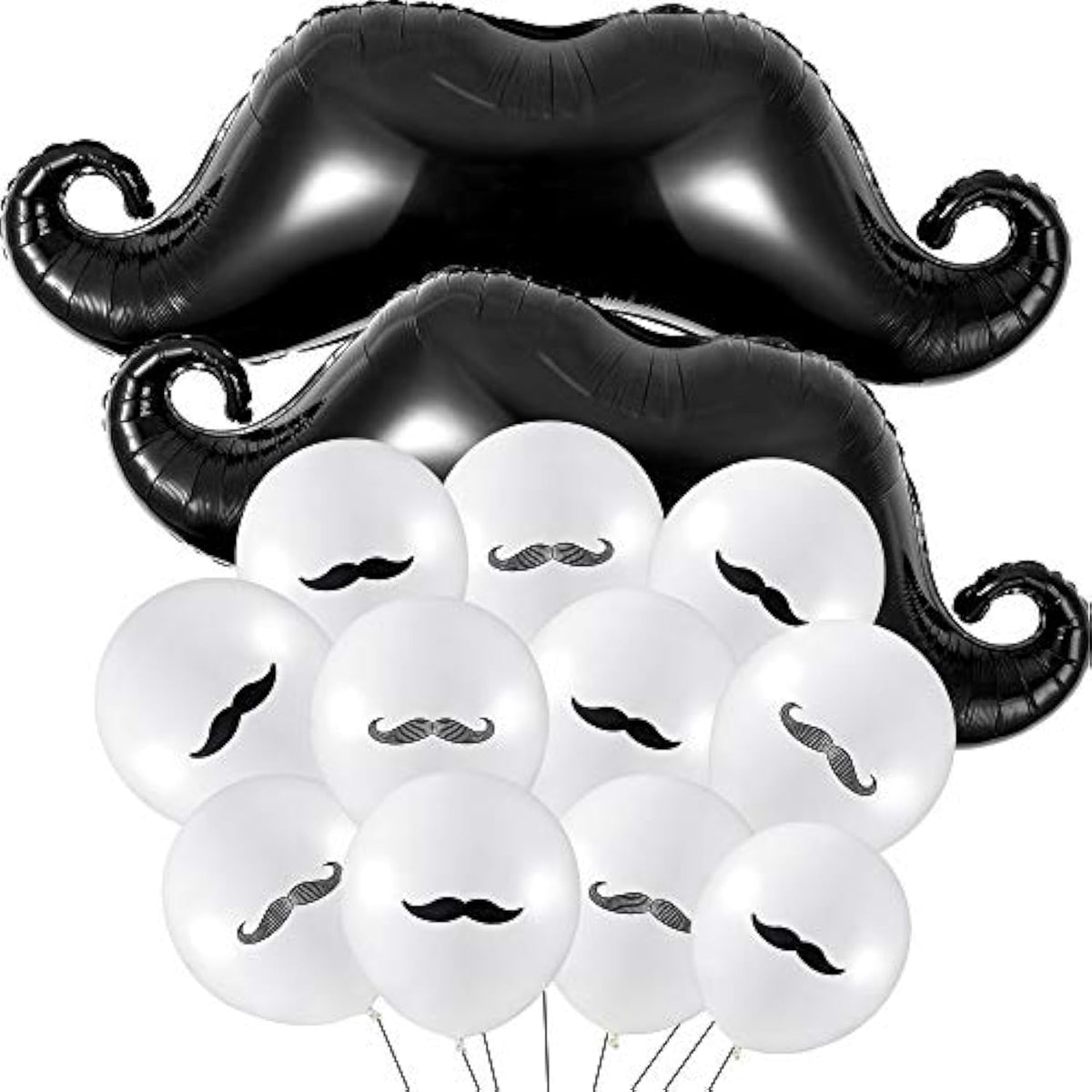 38 Pcs Mustache Balloons Black Mustache Latex Balloons Party Decorations Large Beard Foil Decorfor Birthday Graduation Little Man Themed Party Fathers Day Decoration Supplies