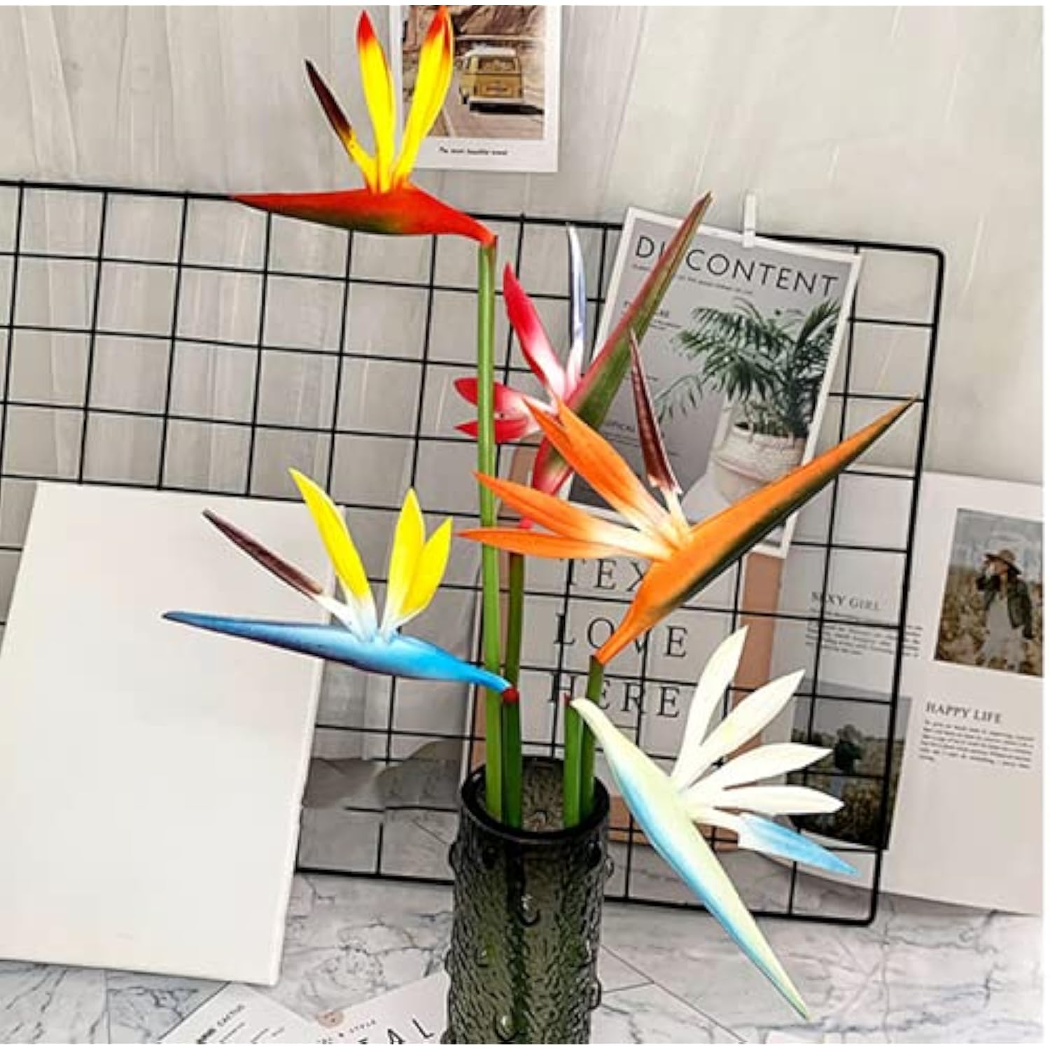 Artificial Flowers 6Pcs Bird Of Paradise 23" Permanent Flower,Strelitzia Tropical Imitation Plant Flower Bouquets For Office Home Party Decorations,Arrangement Potted Plants (Orange)