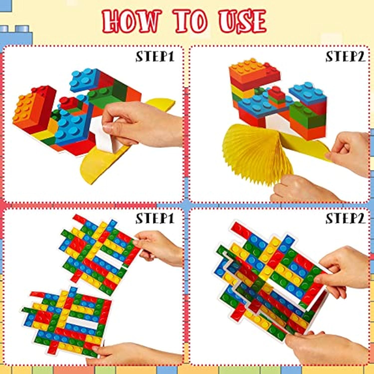 10 Pcs Building Block Birthday Party Supplies Building Block Table Cen