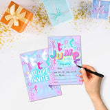 Bounce House Jumping Birthday Party Invitation Cards, Trampoline Park, Neon Double-Sided Invites For Kids, Teens Boys & Girls- Party Celebration Supplies, 20 Fill-In Invitations With Envelopes -B03