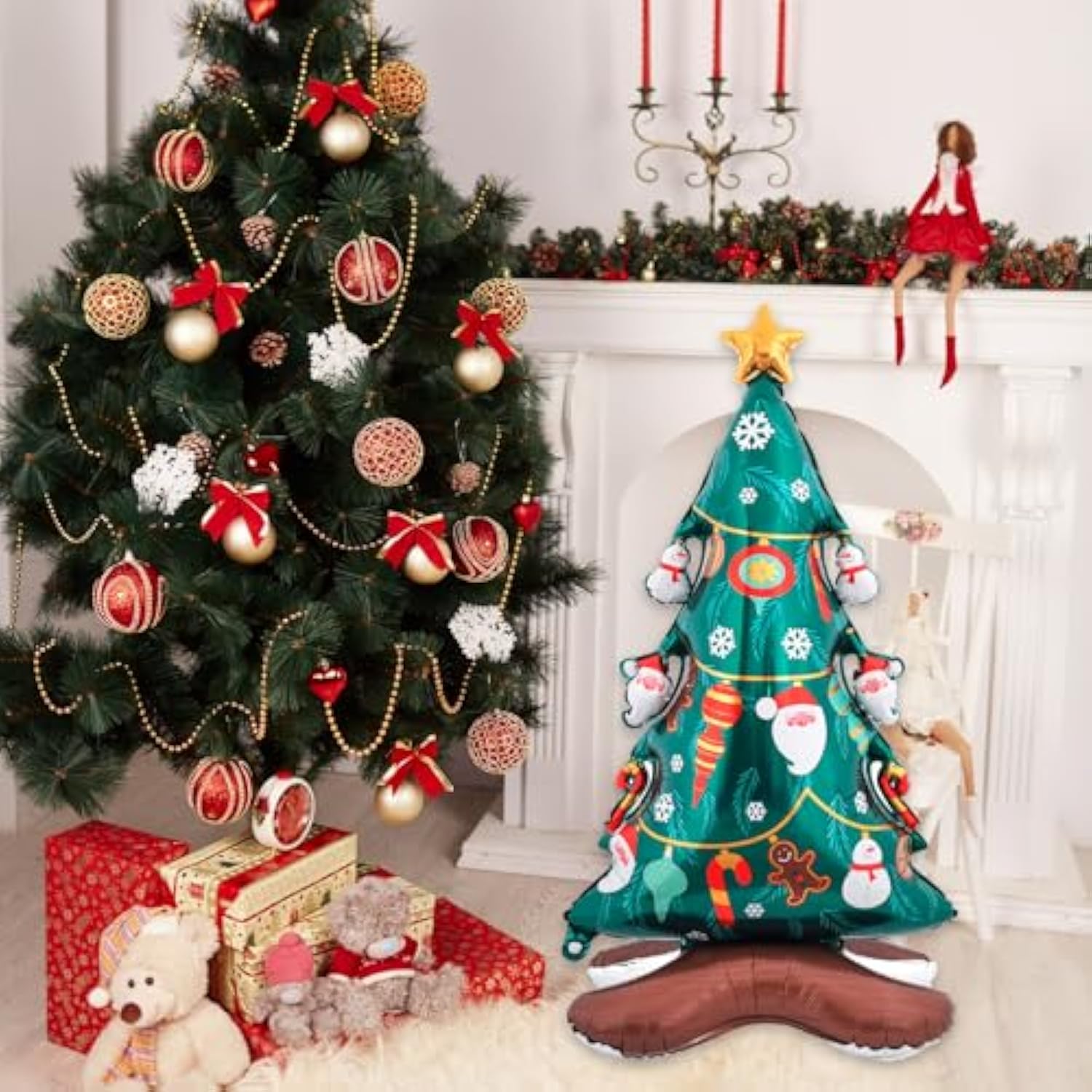 60-Inch Standing Christmas Tree Foil Balloon Large New Year & Holiday Decor